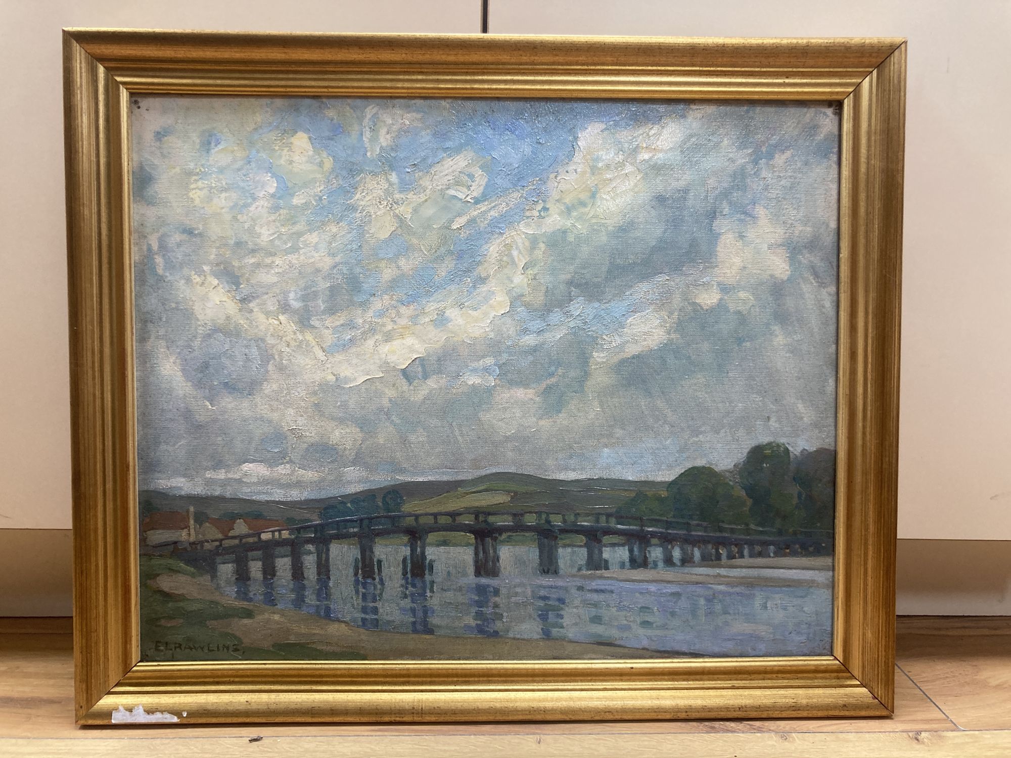 Ethel L. Rawlins (1880-1940), oil on canvas, Old Shoreham Bridge, signed, 40 x 50cm